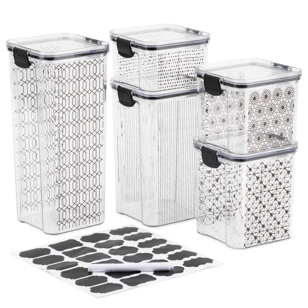 Black Food Storage Containers, Set of 5, 10 Pieces K6274
