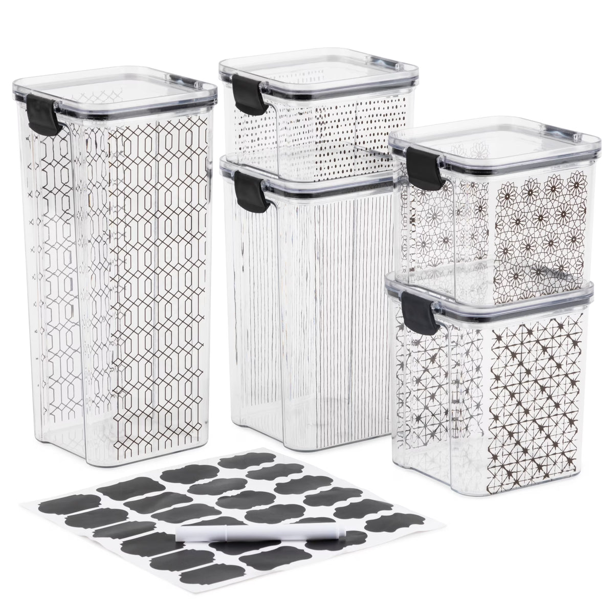 Black Food Storage Containers, Set of 5, 10 Pieces K6274