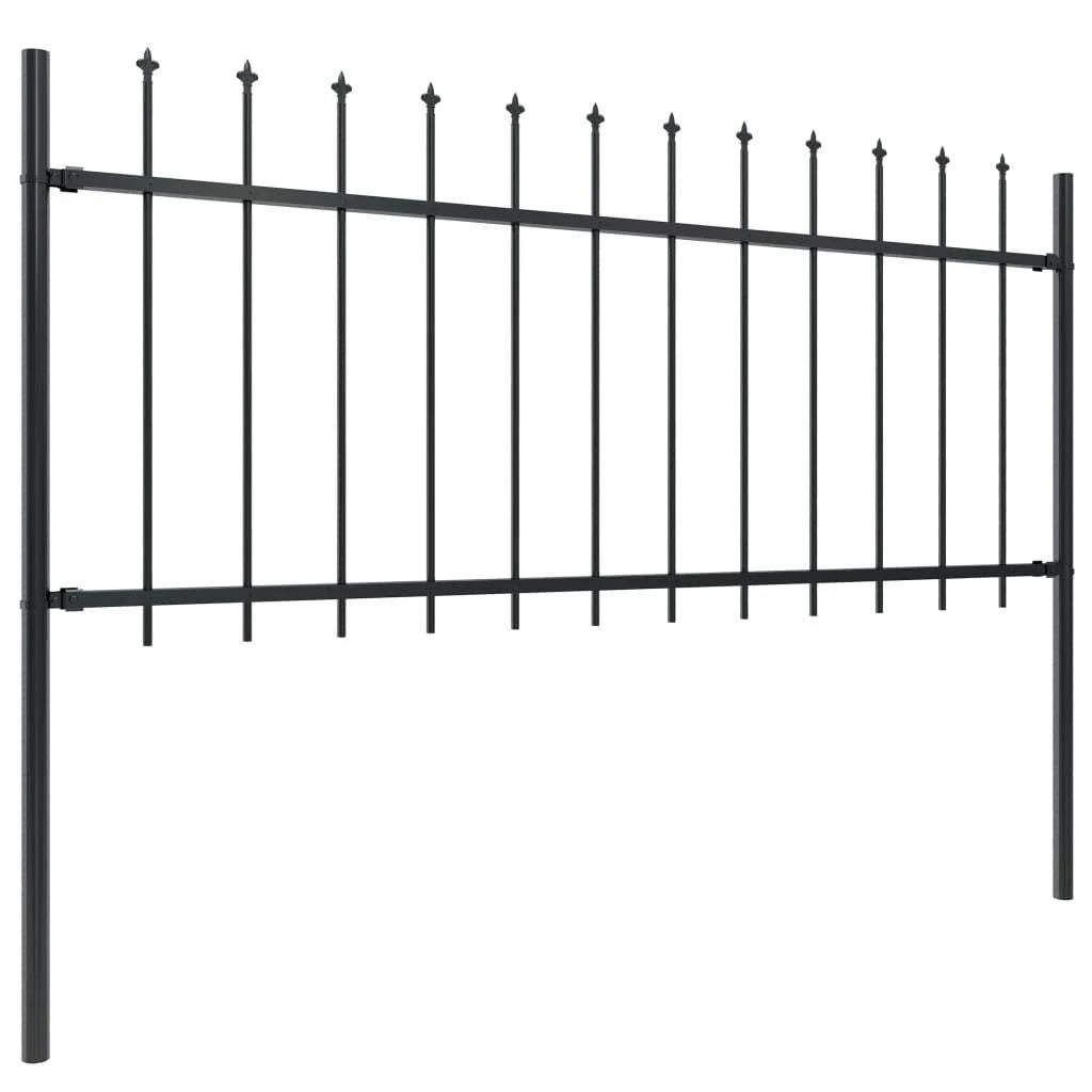 Black Steel Garden Fence with Spear Top T861