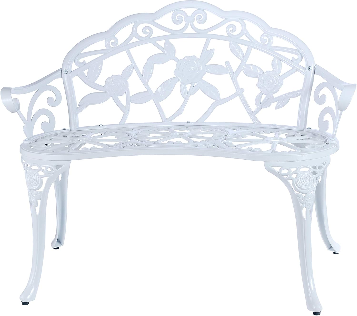 White Cast Aluminum Patio Garden Bench V792