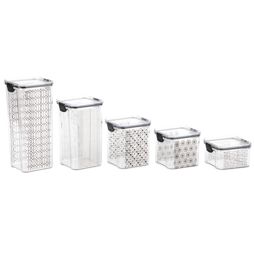 Black Food Storage Containers, Set of 5, 10 Pieces K6274