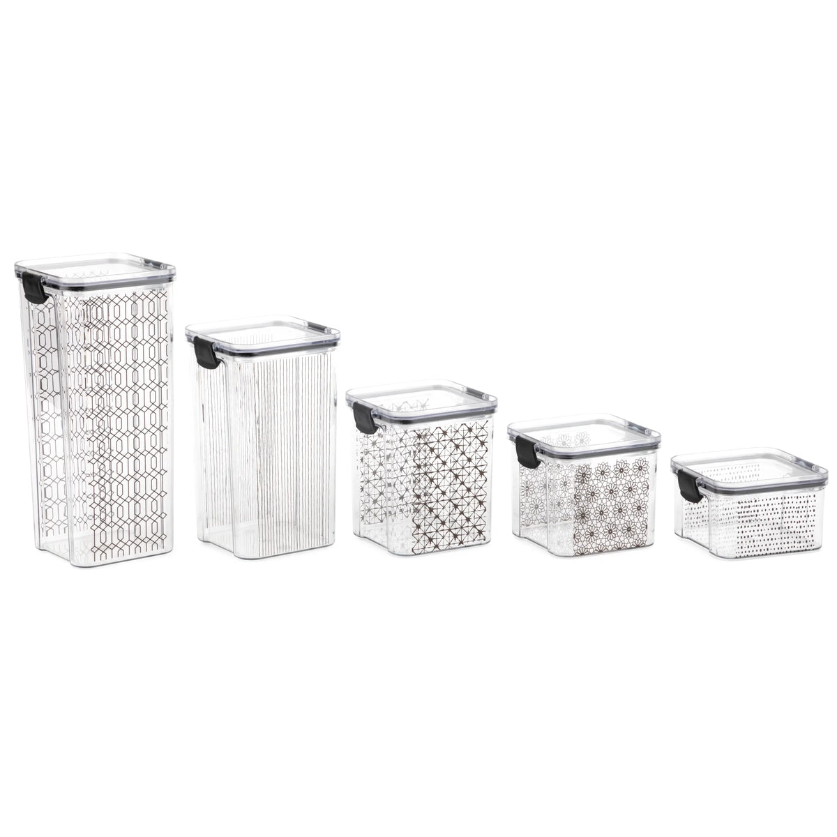 Black Food Storage Containers, Set of 5, 10 Pieces K6274