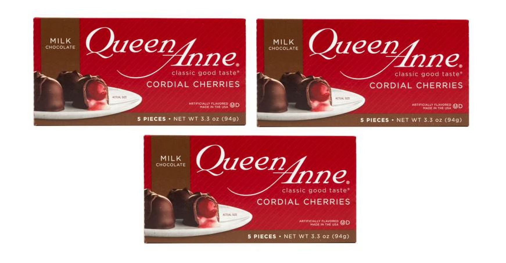 Milk Chocolate Covered Cordial Cherries, 3.3 Ounces, 5 Count Box (Pack of 3) E321