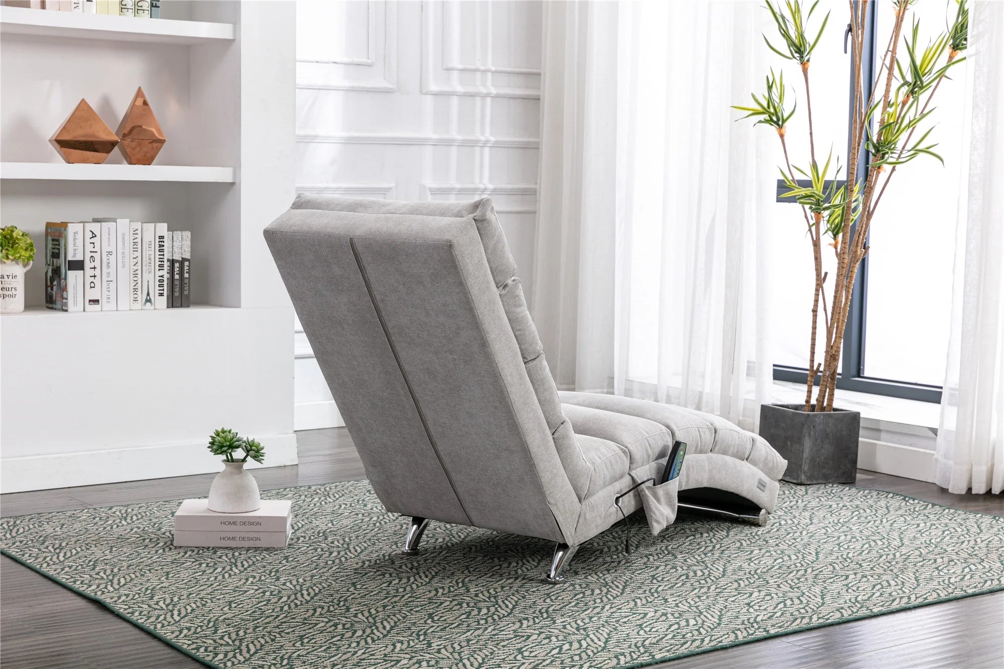 LIGHT GREY Upholstered Recliner Sofa Bed R395
