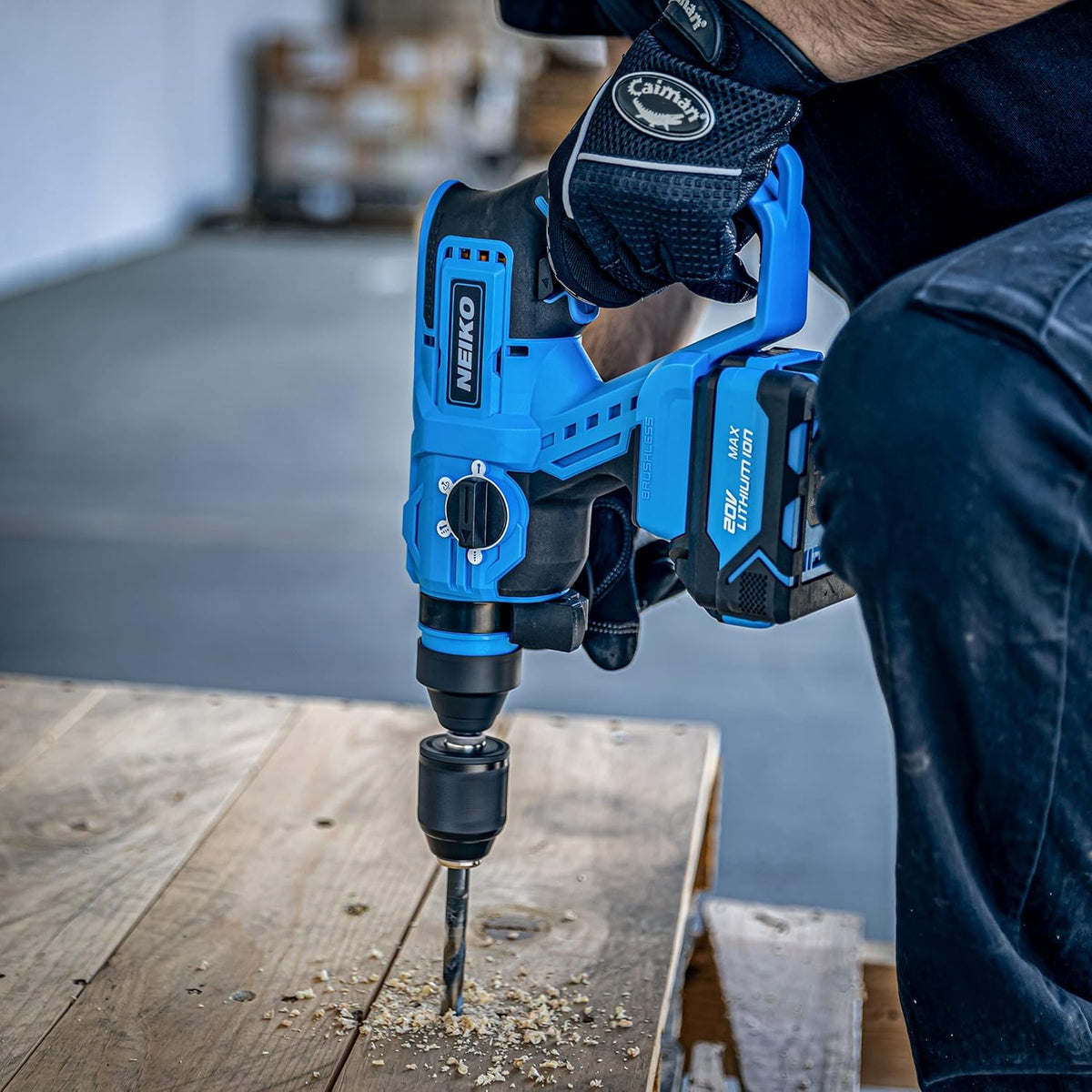 Cordless Rotary Hammer Drill with 20-Volt Li-ion Rechargeable Battery and SDS Plus Bit System S29232