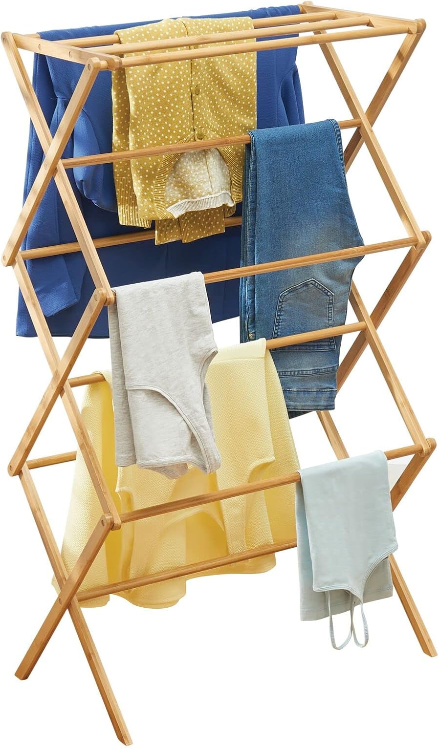 Gray Pack of 2 Bamboo Laundry Drying Rack I37498