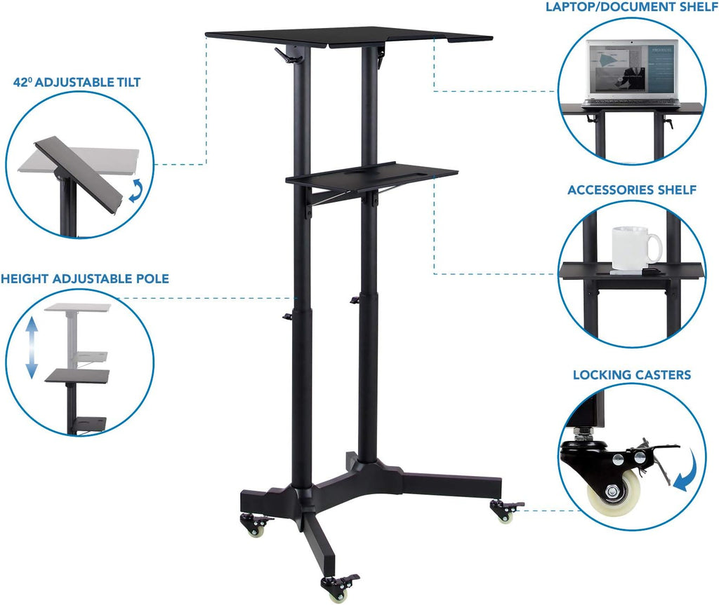 Mobile Standing Height Desk with Caster Wheels U292