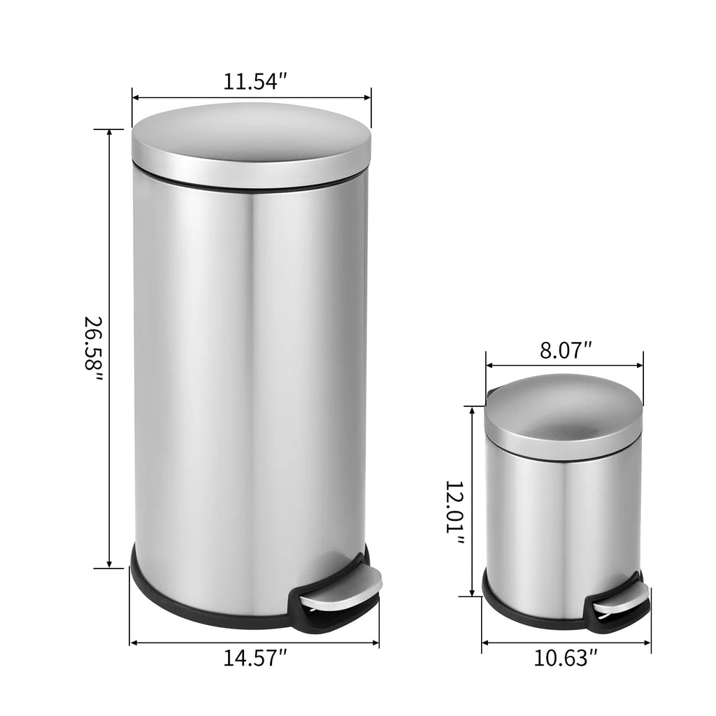 Stainless Steel Step On Trash Can Combo L8228