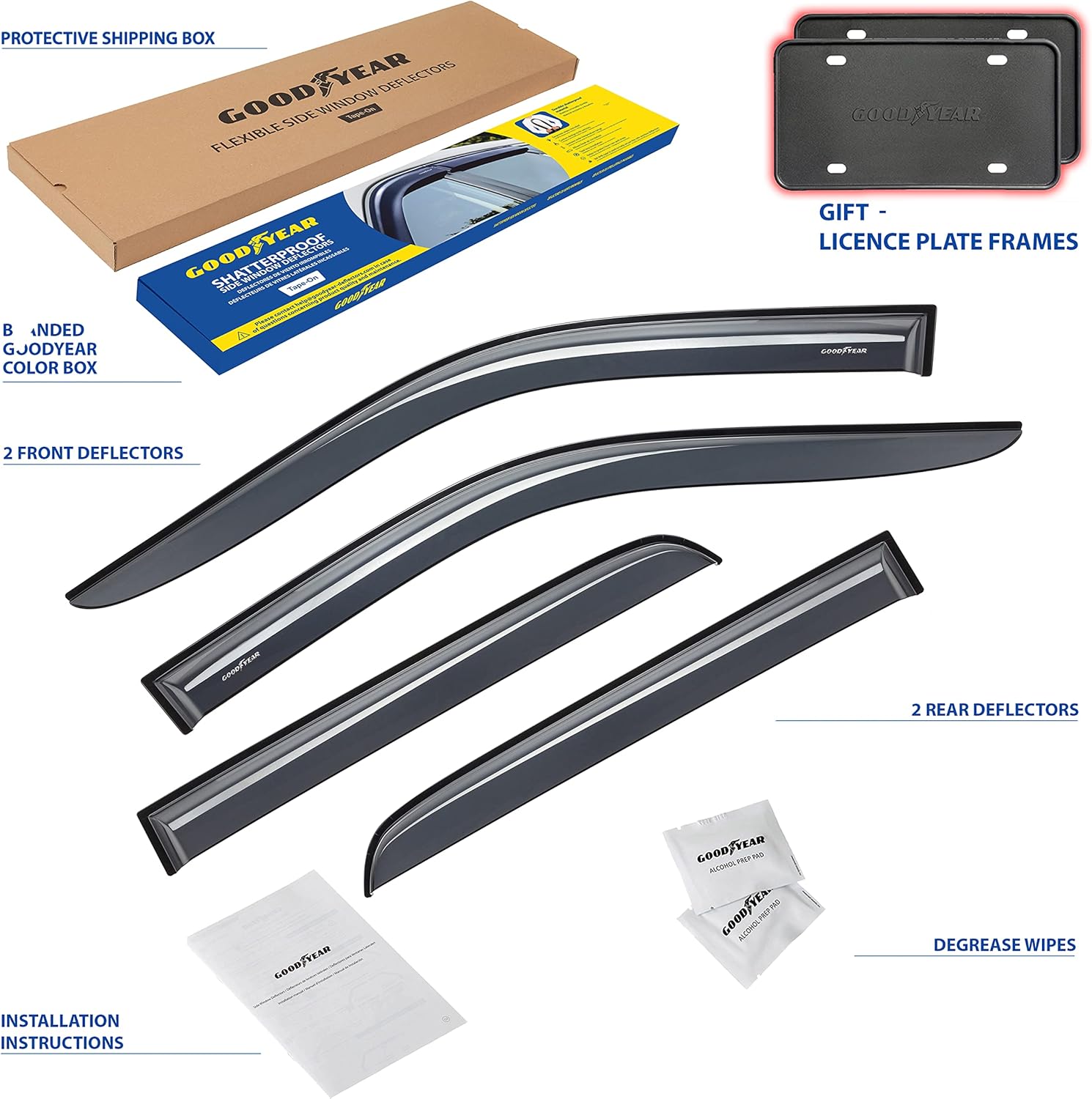 Shatterproof Side Window Deflectors for Dodge RAM 2500 3500 2019-2022 Crew Cab, 4pcs P53204