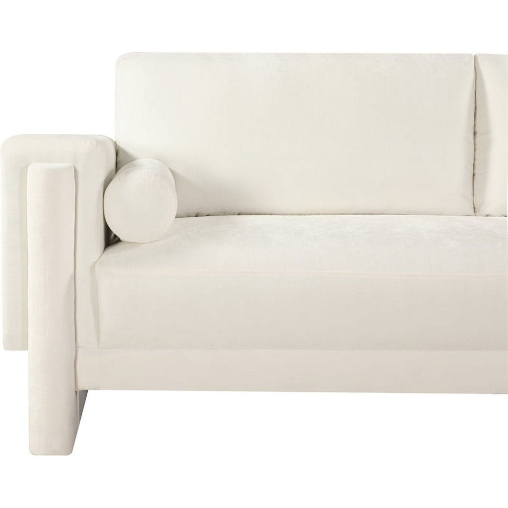 Cream Chenille Fabric Loveseat F3247