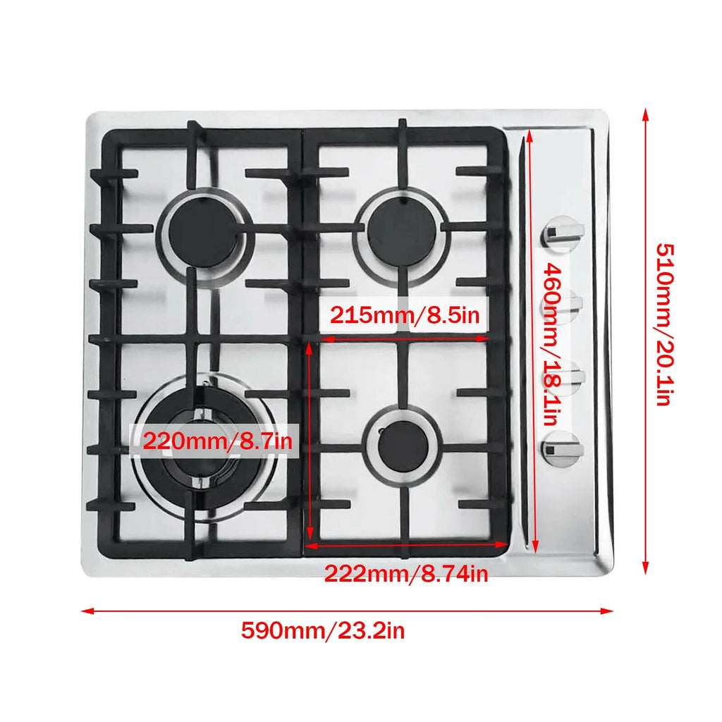 23" 4 Burners Gas Cooktop Built-in LPG NG Gas Hob L2196