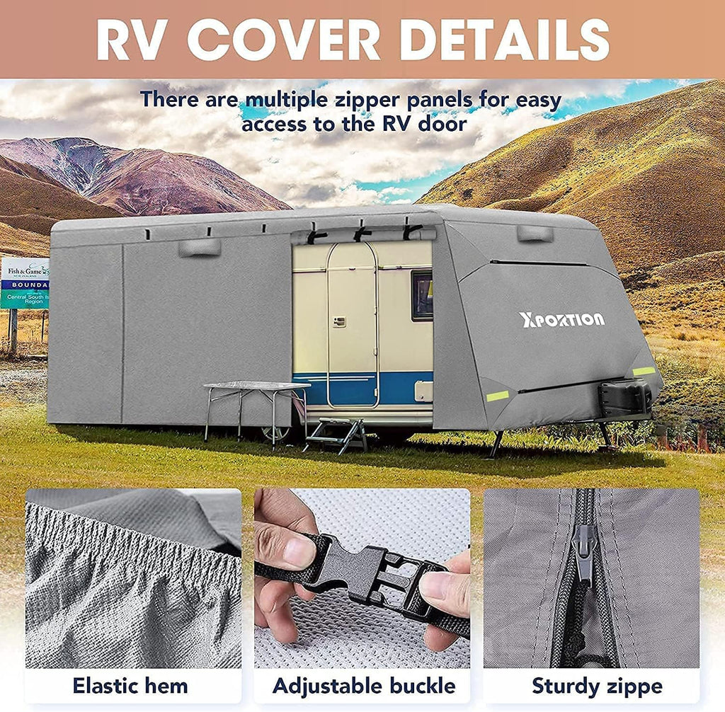 Windproof 4-Layer Travel Trailer Cover Fits 24’ - 27’ RV R79118