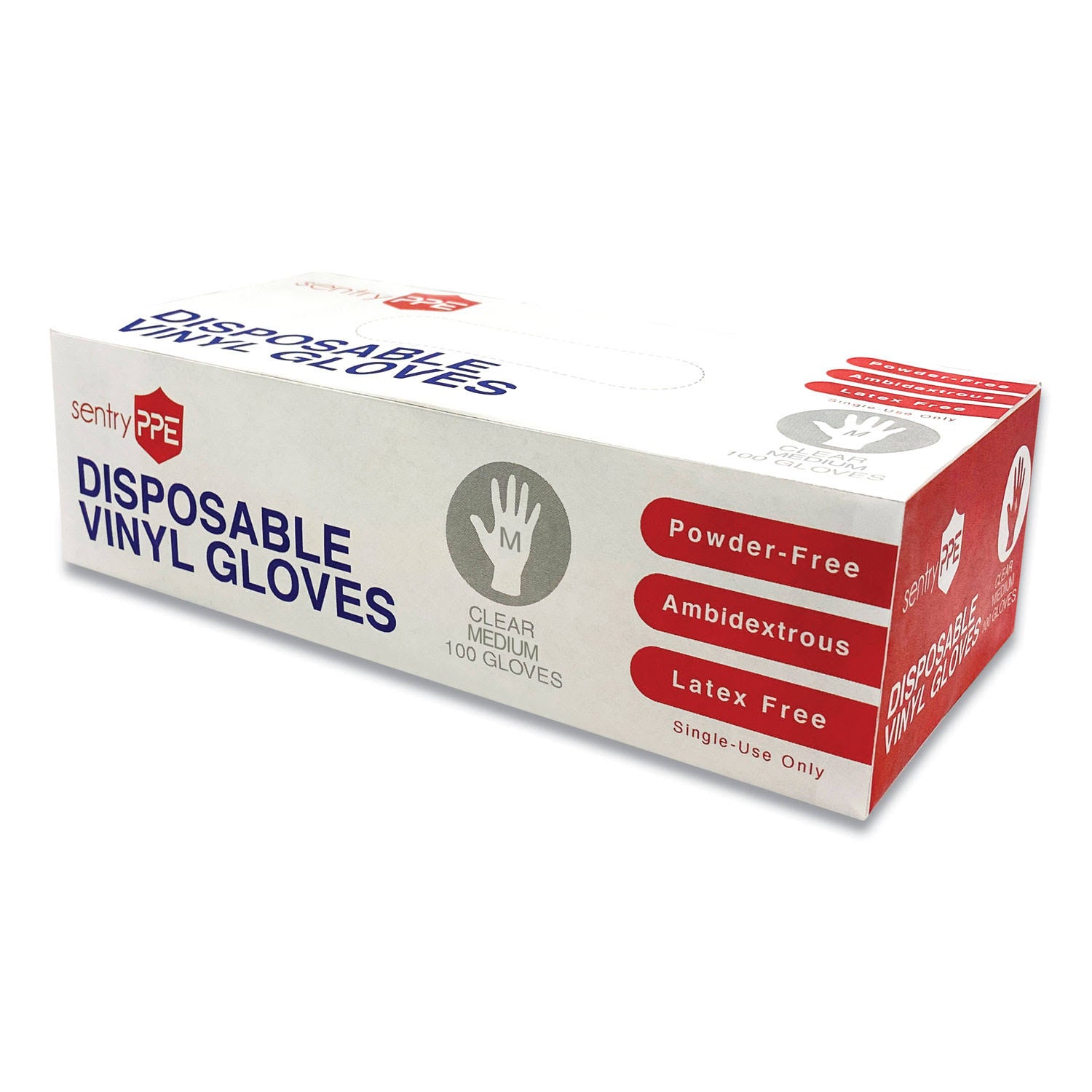 Single Use Vinyl Glove, Clear, Medium, 1000/Carton V697155