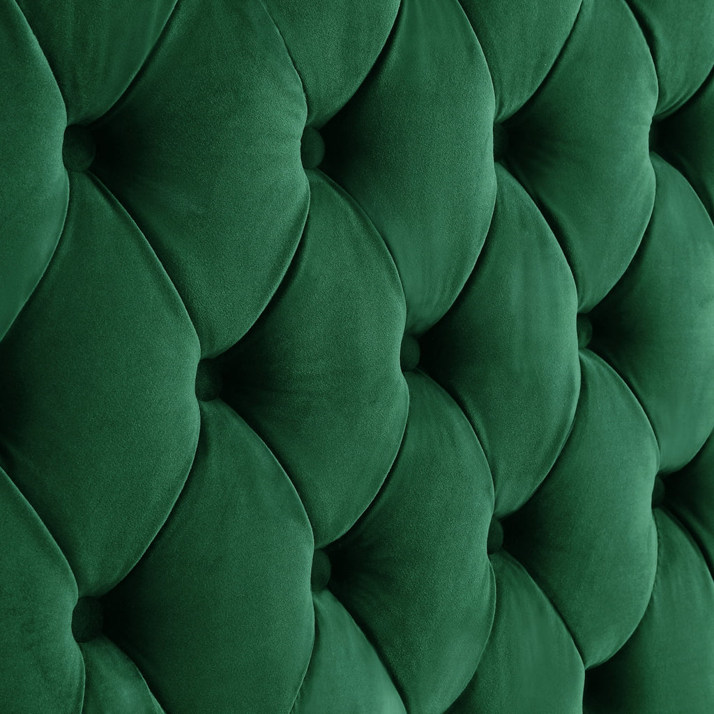 Hunter Green Velvet Chaise Sectional Sofa with Gold Nailhead Trim W831198