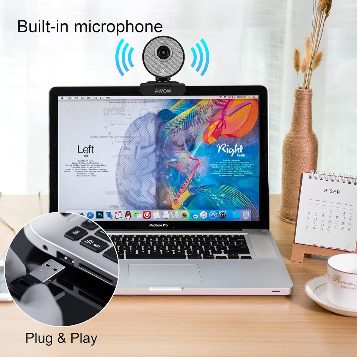 1080P Auto Tracking Webcam with Face Recognition O77080