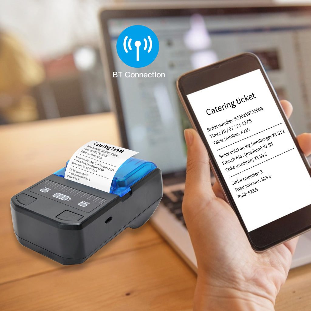 Thermal Receipt Printer with Battery Support ESC/POS Portable 58mm Wireless BT Z320