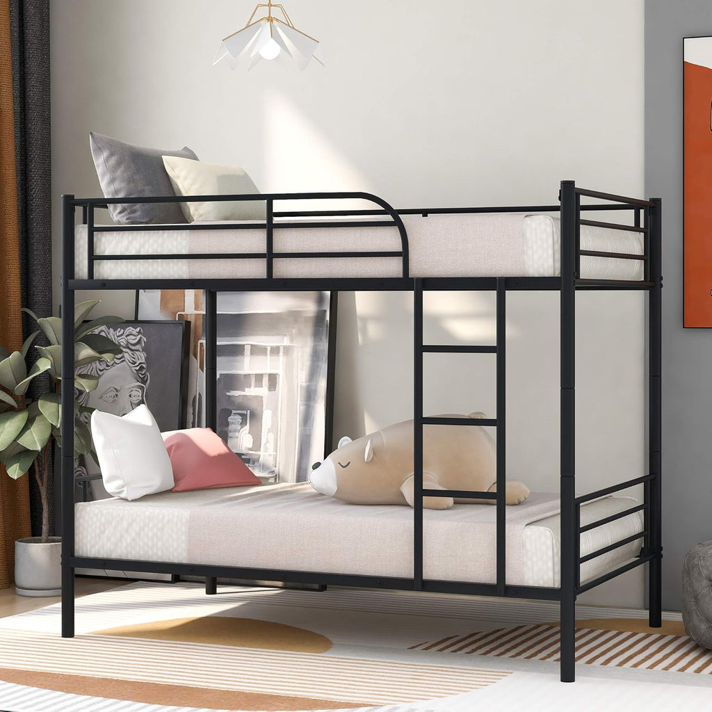 Black Twin Metal Bunk Bed with Trundle L5435