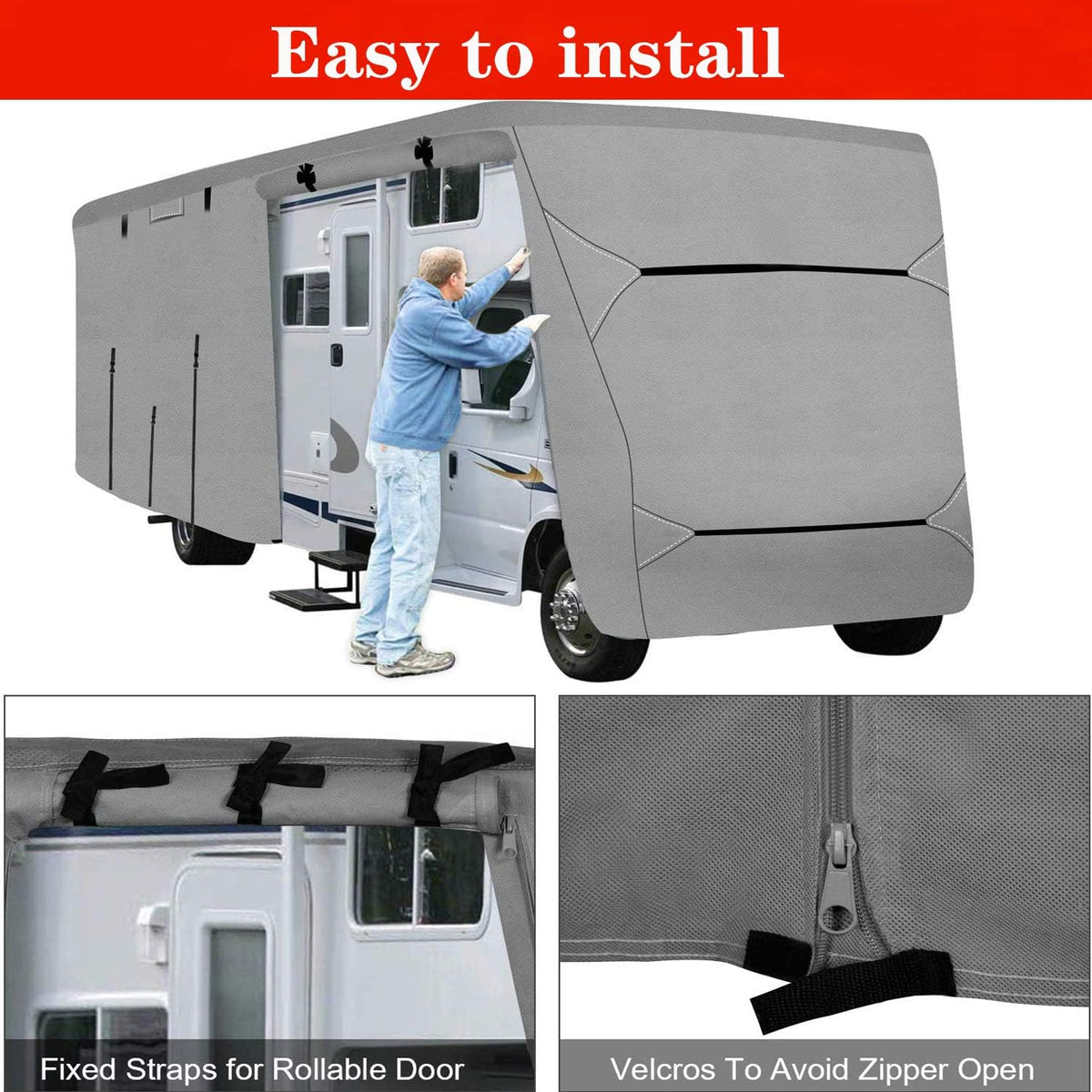 Waterproof 420D Heavy Duty Polyester Oxford RV Cover B9945
