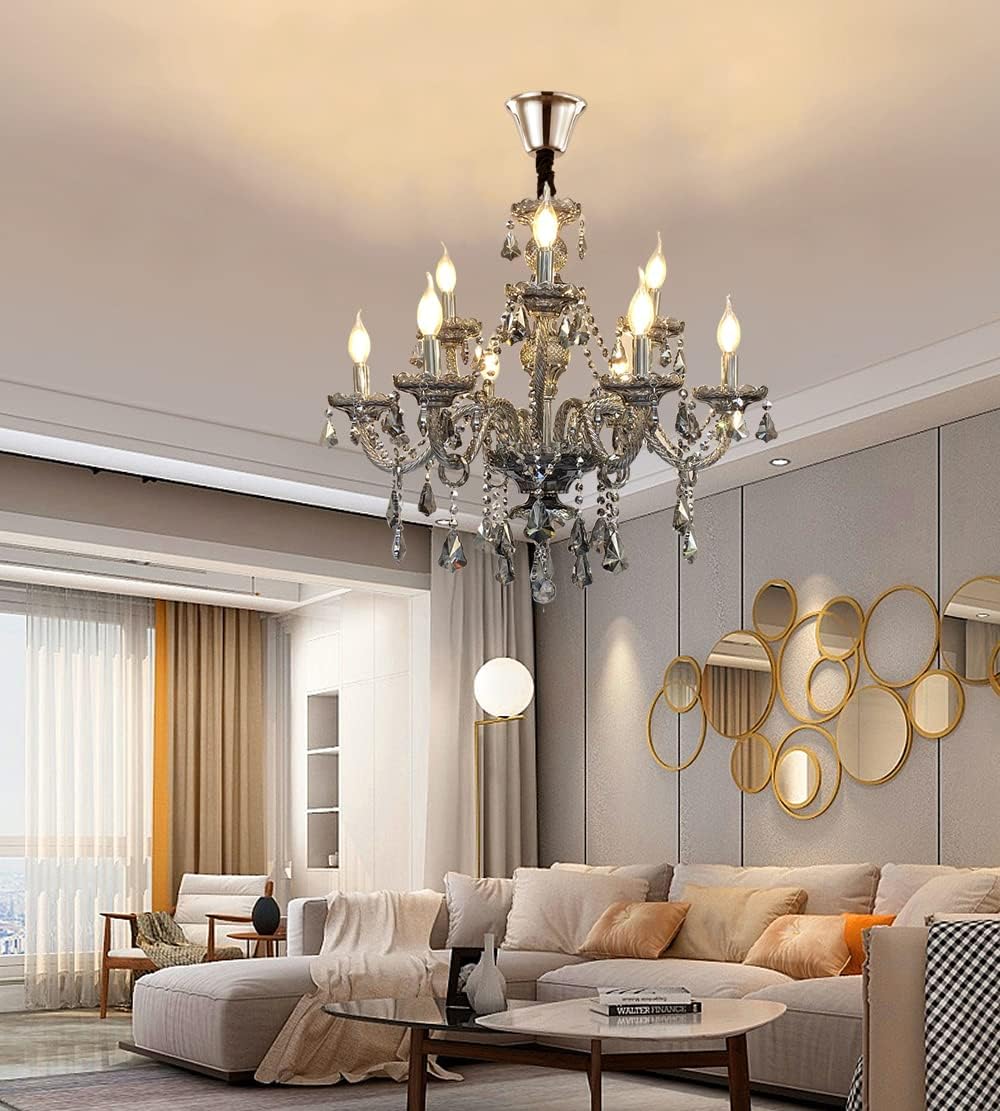 K9 Crystal Chandelier, Double Layer 9 Light Pendant Light Fixture U993