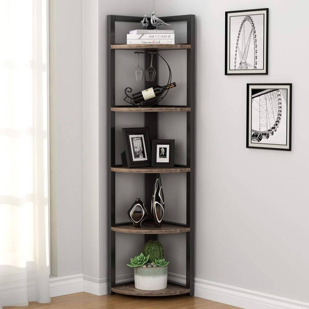Black/Espresso 5 Tier Corner Bookshelf H37114