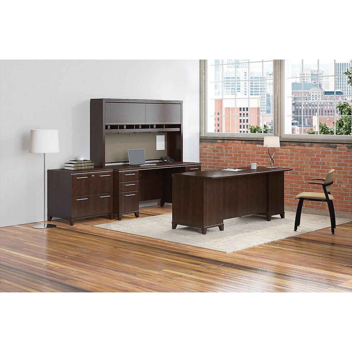 72w Double Pedestal Desk Mocha Cherry W6716