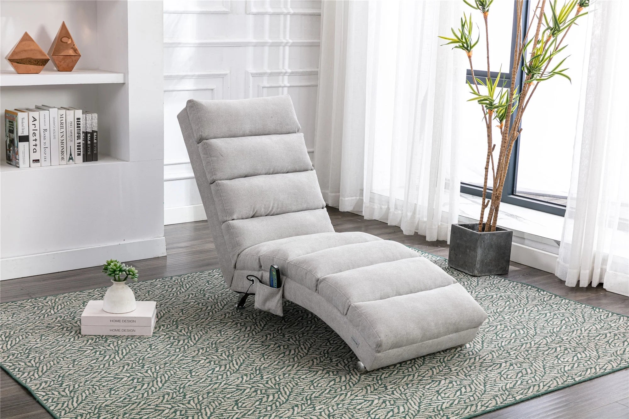 LIGHT GREY Upholstered Recliner Sofa Bed R395