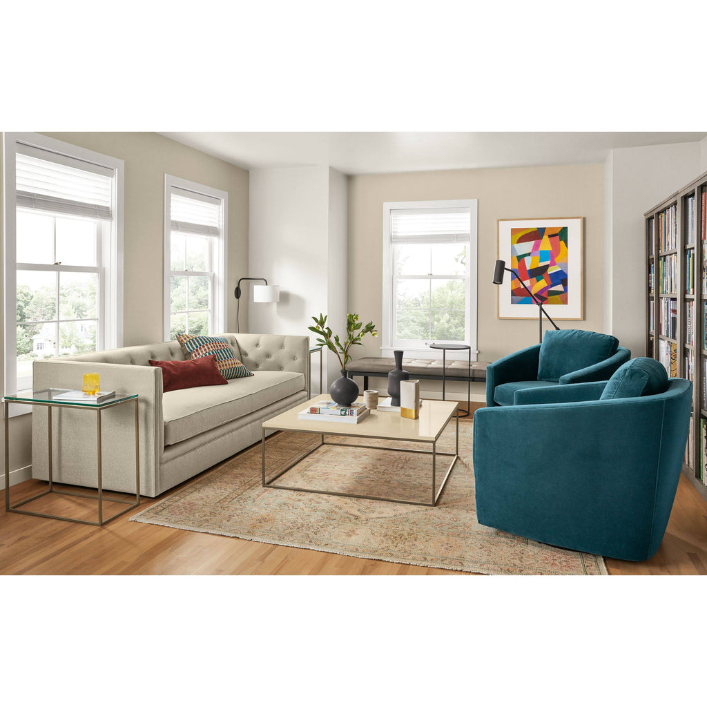 Satin Etched Tempered Glass Square Coffee Table M283129