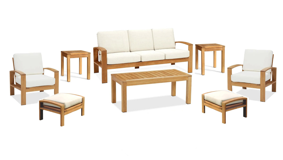 8 Pc Sofa Set with Cushions in Canvas Natural D4445
