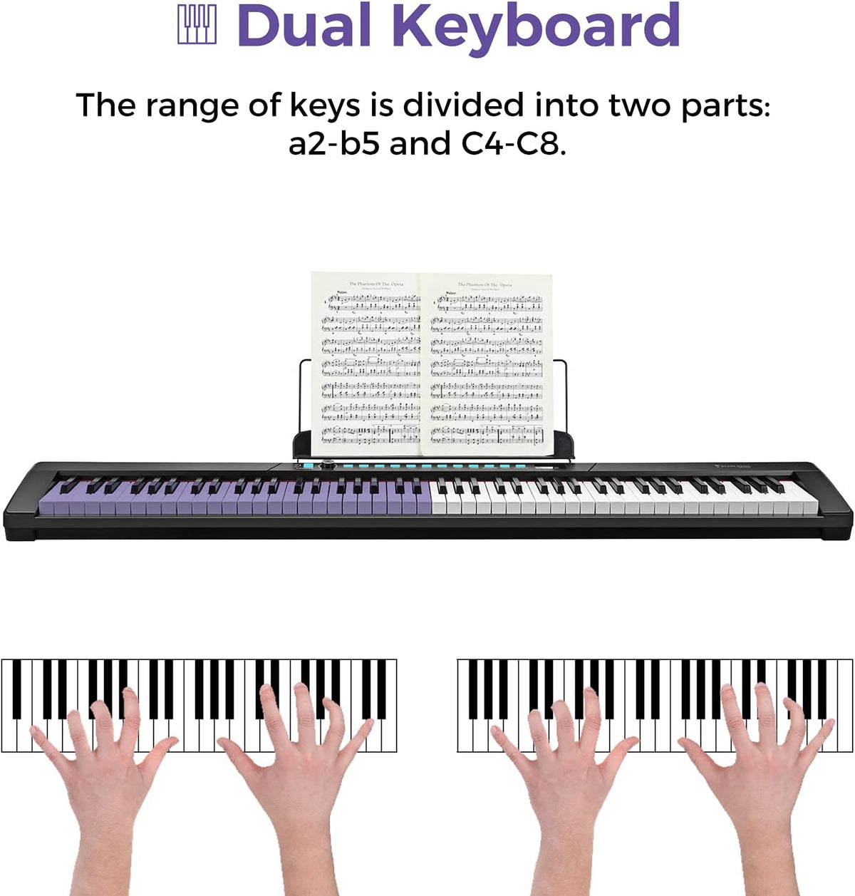 88-Key Semi-Weighted Electronic Keyboard Piano with X-Stand, Sustain Pedal, Power Supply, Carrying Case U21339