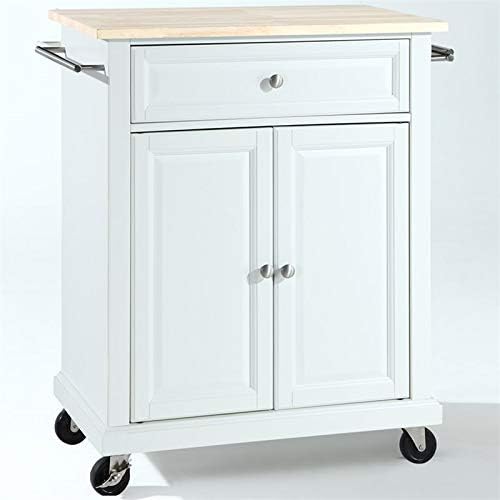 White Wood Top Kitchen Cart W5222