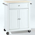 White Wood Top Kitchen Cart W5222