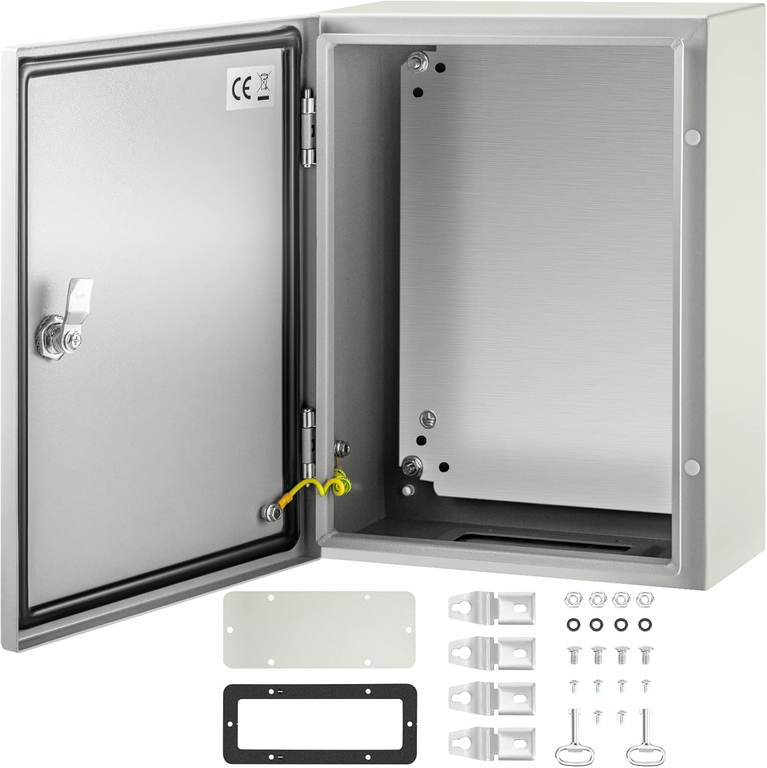 16'' ×12'' ×6'' Carbon Steel Hinged Junction Box, IP66 Waterproof & Dustproof, with Mounting Plate V292244