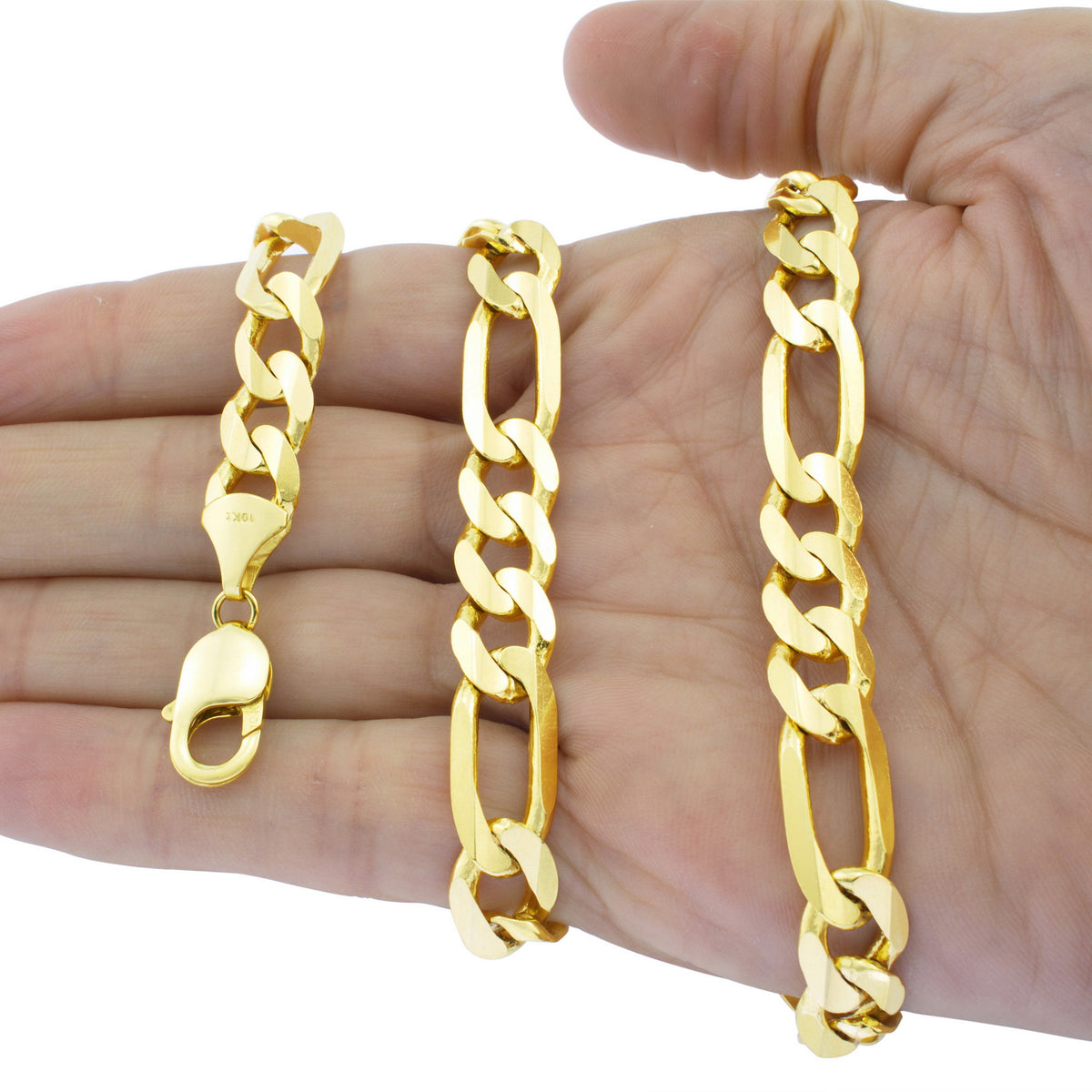10k Yellow Gold Figaro Chain Link Bracelet U7454