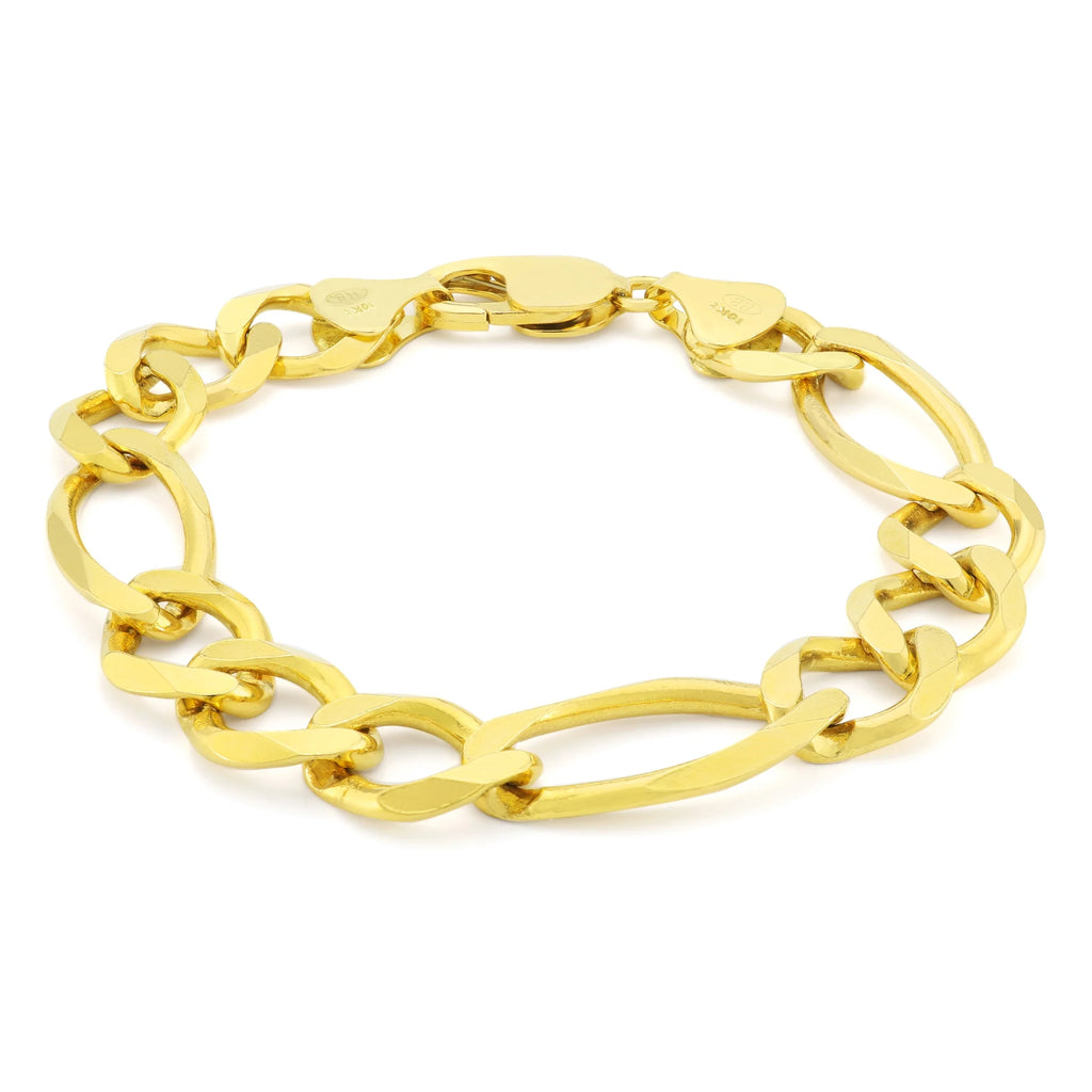 10k Yellow Gold Figaro Chain Link Bracelet U7454