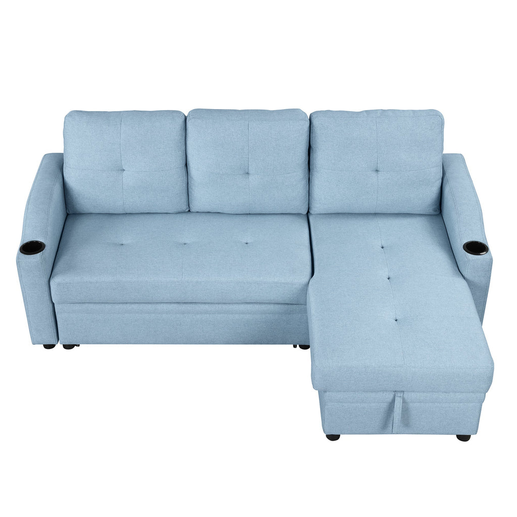 Blue Padded Pull Out Sofa Bed X7477