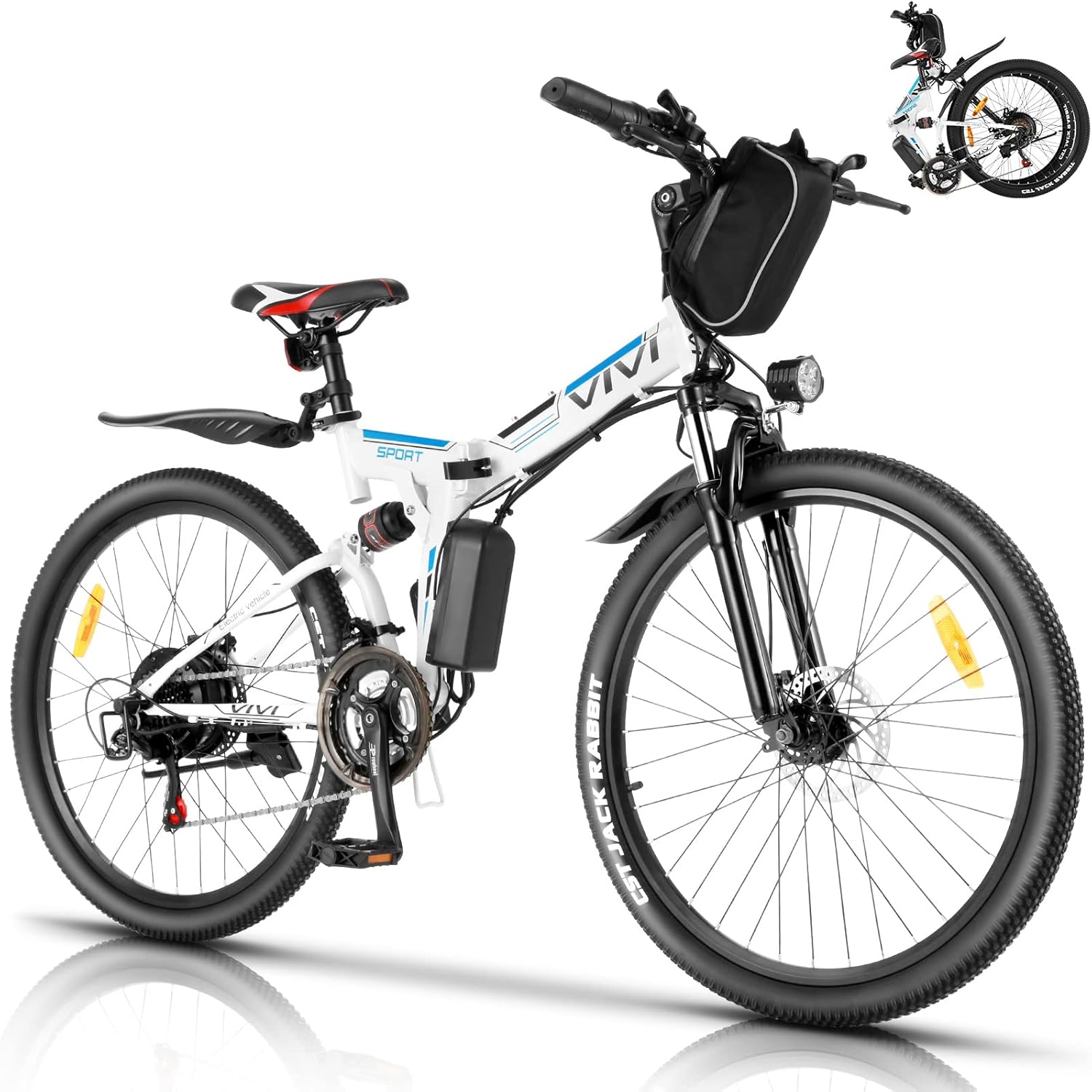 Folding Electric Mountain Bicycle 26 inch 350W 21 Speed Removable Lithium-Ion Battery I8829