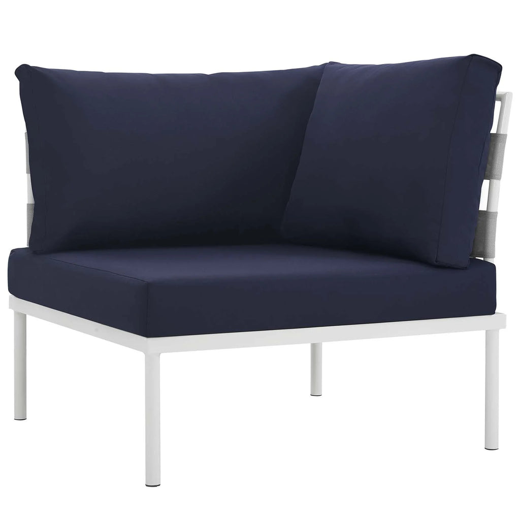 Navy Blue White 10 PCS Rattan Sectional Sofa Set B621