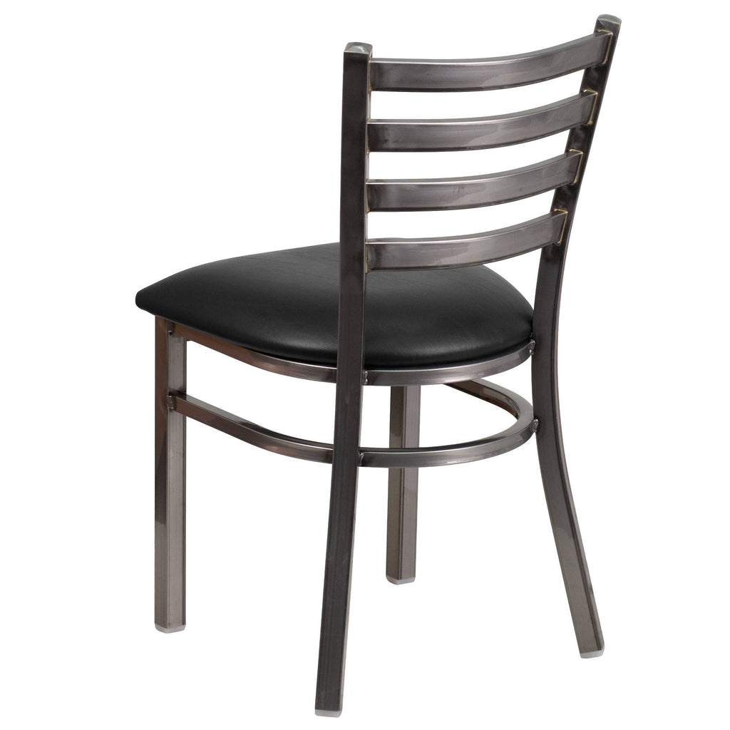Black Vinyl Seat Metal Restaurant Chair S398783