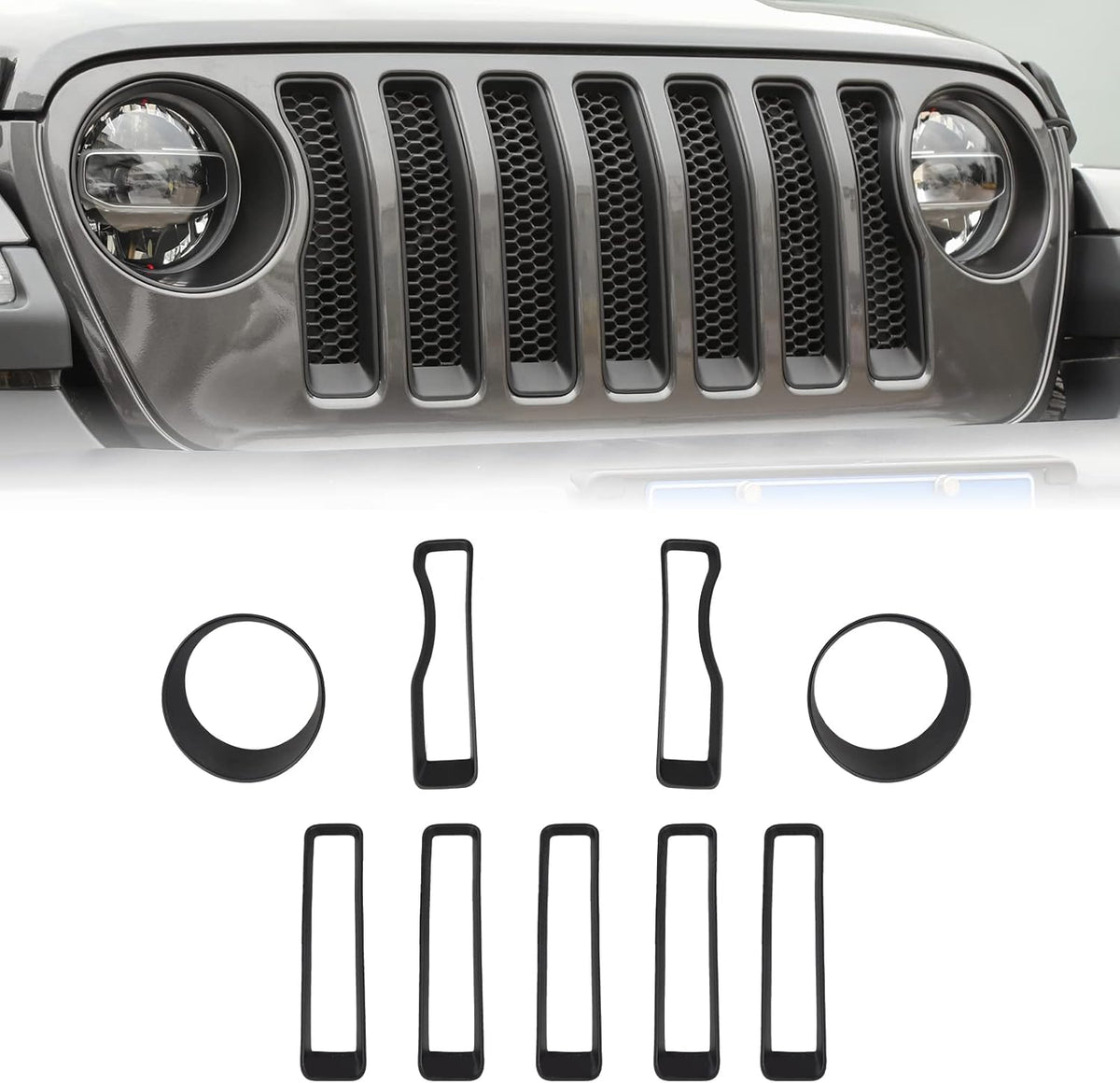 Red Mesh Grille Insert Headlight Turn Light Cover Trim Pack of 2 K35023