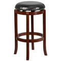 Light Cherry High Backless Wood Barstool with Swivel Seat Y1624