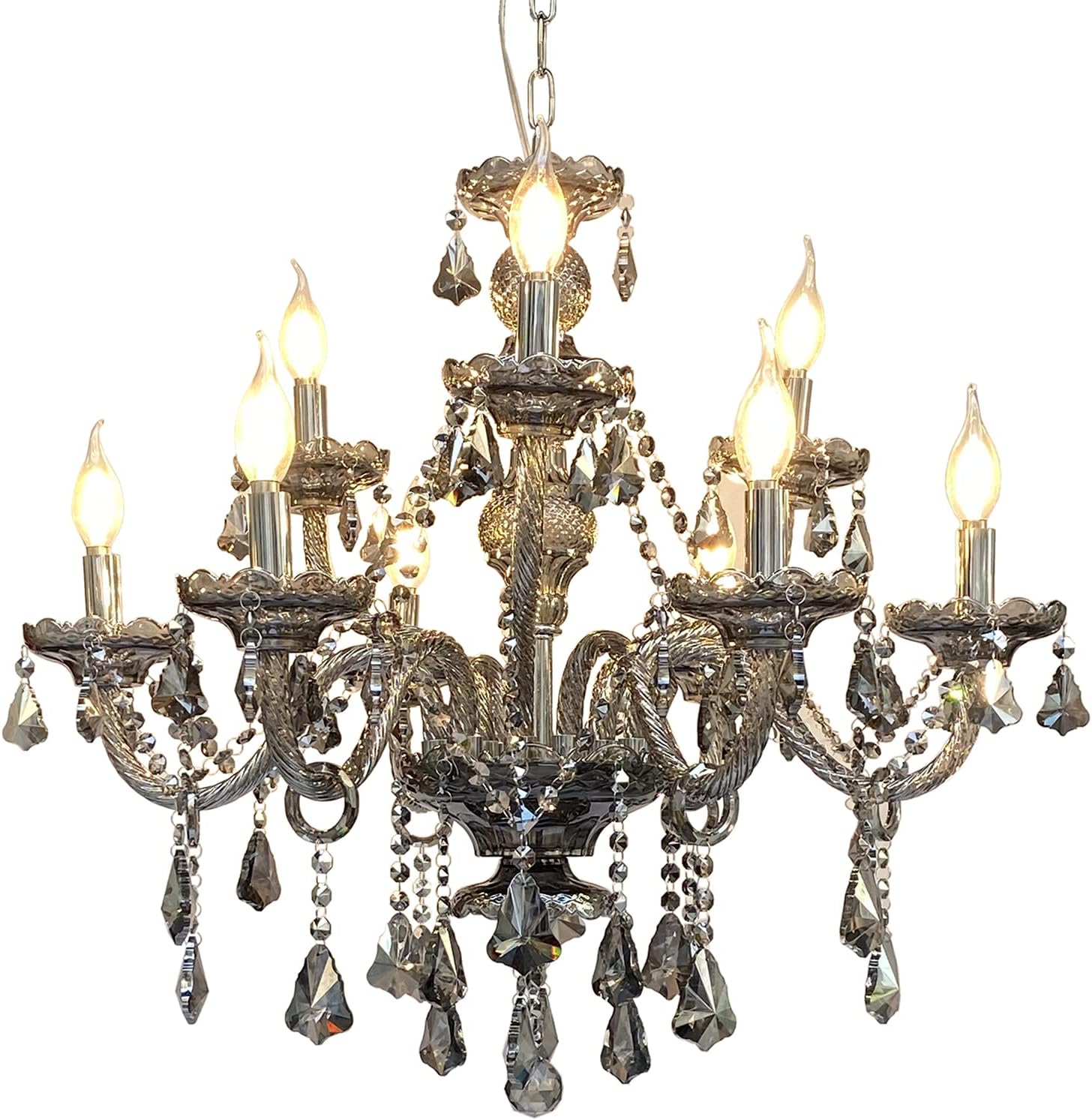 K9 Crystal Chandelier, Double Layer 9 Light Pendant Light Fixture U993