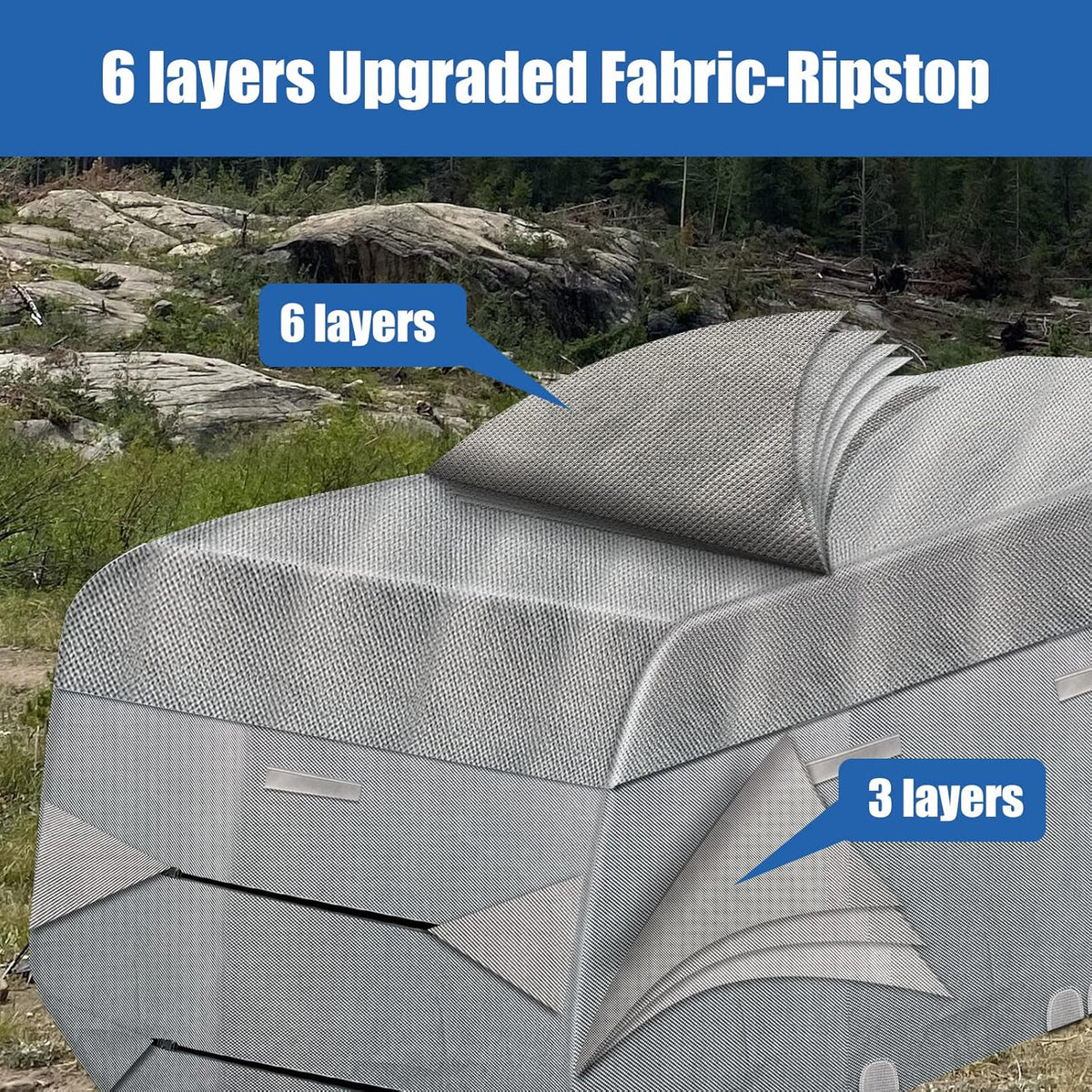 RV Cover 6 Layers Windproof Anti-Scratch UV Resistant (22'1''-24) O629854