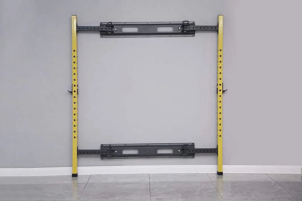 Steel Folding Wall Mounted Power Rack Cage with J Hooks and Pull Up Bar D79121