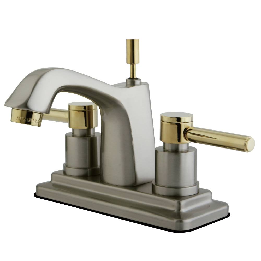 Satin Nickel Polished Brass Centerset Lavatory Faucet with Pop-Up B309595