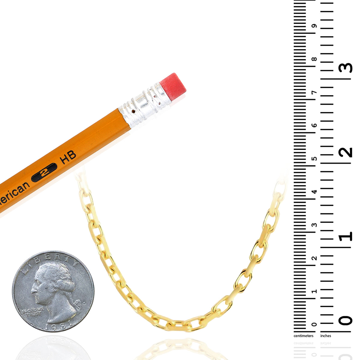 Solid 14K Yellow Gold 2.5mm Cable Chain Necklace 18" 20" 22" 24" Y7016