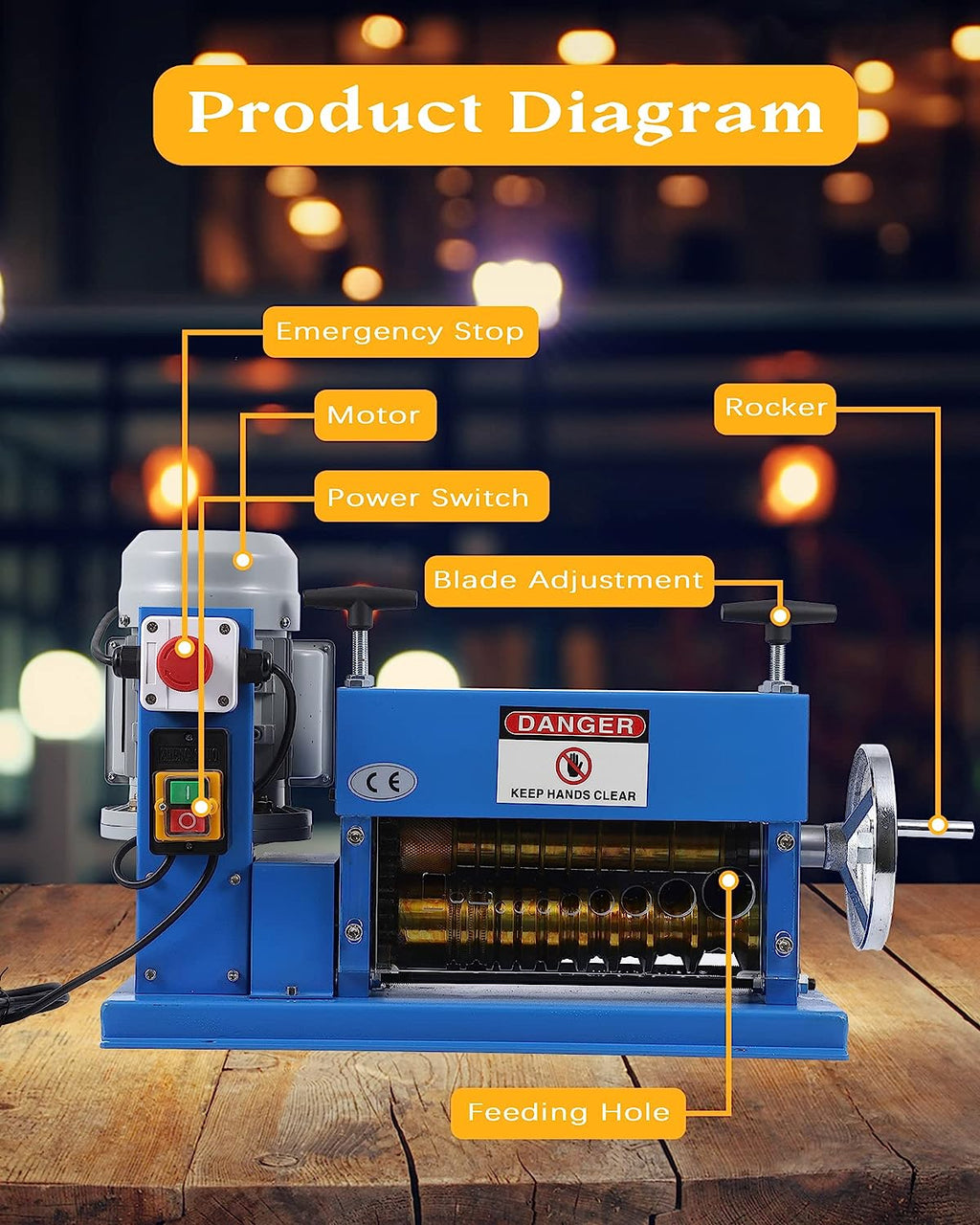 Automatic Wire Stripping Machine for 0.06" -1.5", 75 ft/min, with Extra Manual Crank V835