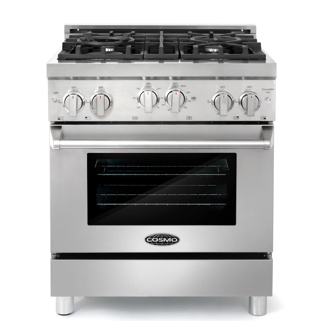 5 Piece Kitchen Appliance Package with Gas Range, Range Hood, Dishwasher, French Door Refrigerator & Wine Refrigerator R761