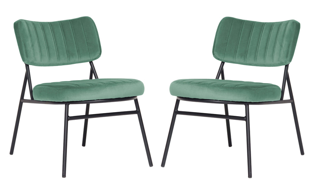 Turquoise Velvet Accent Chair with Metal Frame, Set of 2 L446800