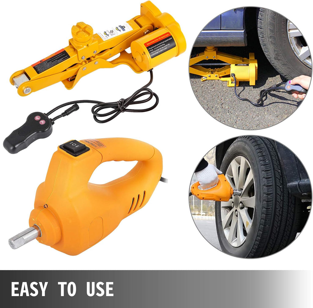 3 Ton 6600 LB 12V DC Electric Scissor Jack with Electric Impact Wrench T28768
