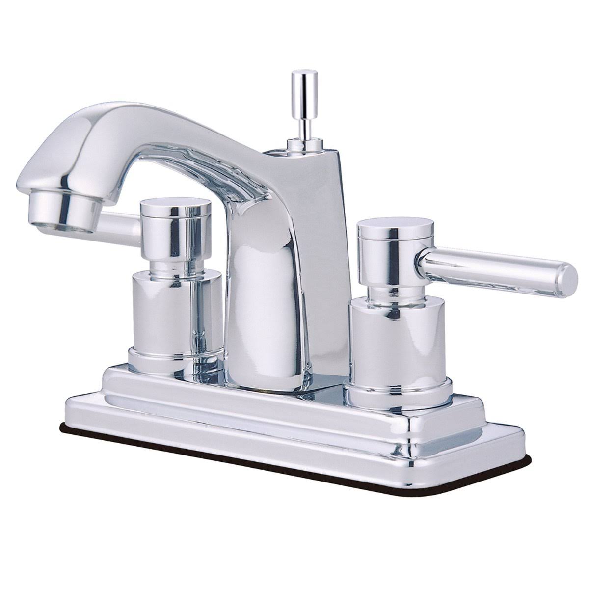 Satin Nickel Polished Brass Centerset Lavatory Faucet with Pop-Up B309595